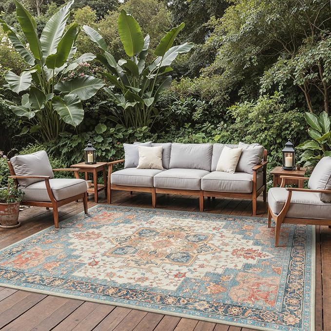 GENIMO Outdoor & Indoor Area Rug 9'x12', Waterproof, Non-Shedding, Easy Cleaning - Image 6