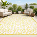 JONATHAN Y Vintage Filigree Indoor Outdoor Area Rug 9X12 Cream/Yellow, Madrid by JONATHANY