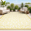 JONATHAN Y Vintage Filigree Indoor Outdoor Area Rug 8X10 Cream/Yellow, Madrid by JONATHANY