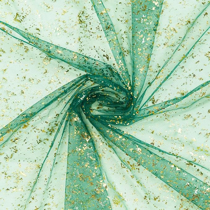 Artoid Mode Green Gold Gauze Table Runner 120 Inch 10Pcs, Glitter Metallic Foil - Image 6