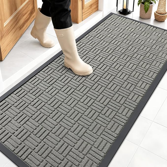 OLANLY Front Door Mat Outside Entrance 59x23, Heavy Duty Sturdy Natural Rubber by OLANLY