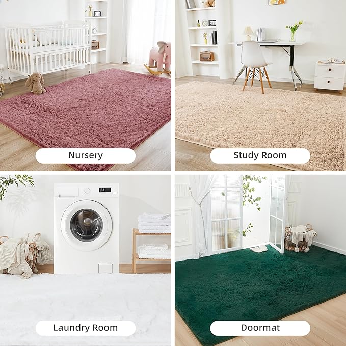 Litanika 9x12 Fuzzy Area Rug for Living Room Bedroom, Pea Pink High Pile Ultra - Image 7