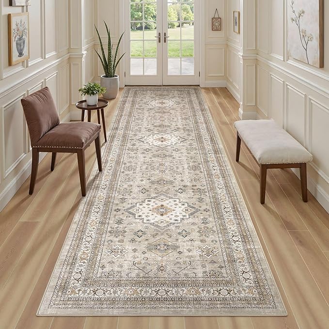 Vintage Hallway Runner Rug 3x10: Large Soft Washable Entryway - Image 4