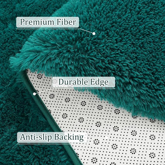 BENRON Fluffy Rugs for Living Room 6x9 Teal Green, Washable Large Area Rugs for - Image 5