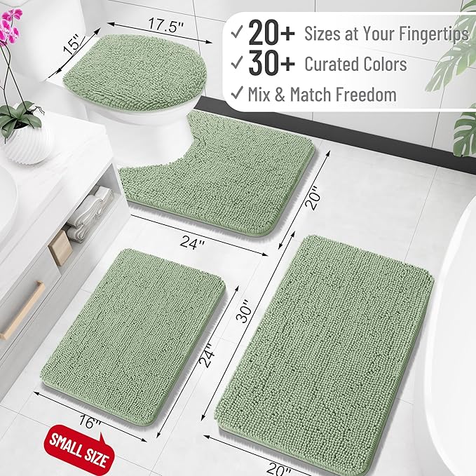 OLANLY Bathroom Rugs 32x20, Extra Soft Absorbent Chenille Bath Rugs, Rubber - Image 2