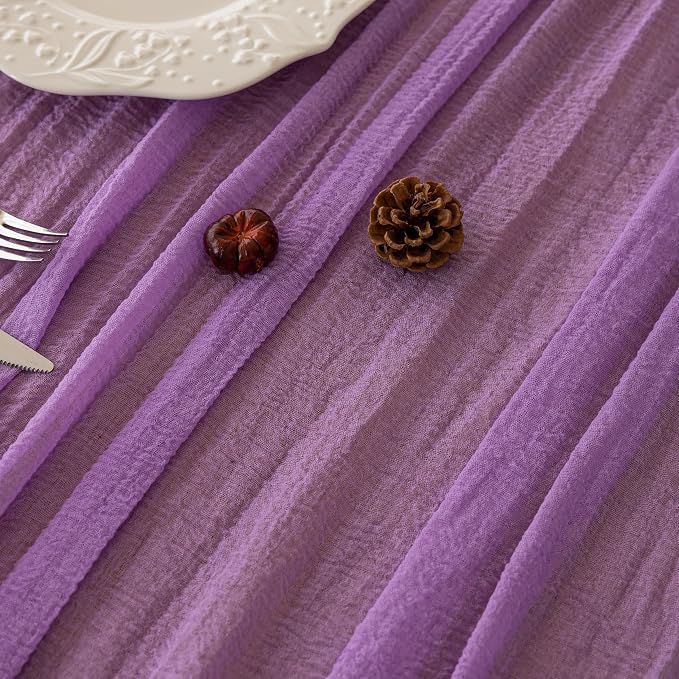 3Pcs Lilac Purple Cheesecloth Table Runner 120 Inches - Image 3