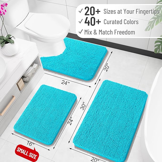 OLANLY Bathroom Rugs 35x24, Extra Soft Absorbent Chenille Bath Rugs, Rubber - Image 2