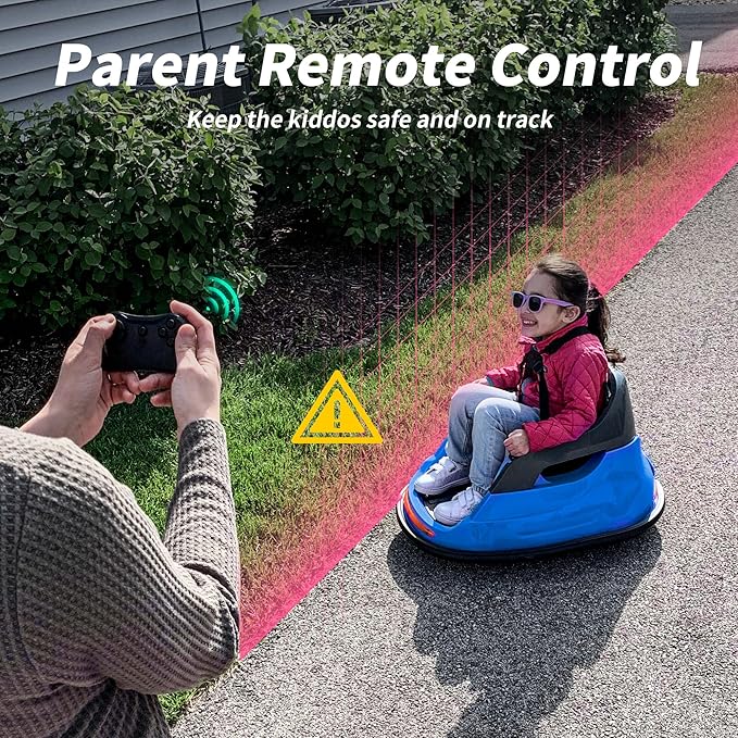 12V Kids Electric Bumper Car, Baby Bumper Car for Toddlers w/Remote Control, 360° Spinning - Blue