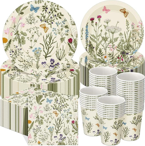 250 Pcs Wildflower Party Decorations Include Spring Summer Floral Paper Plates by Ziliny