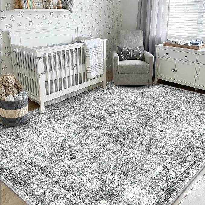 CAPALOCA Machine Washable Rugs Nursery Rug 6x9 Cute Girl Non Slip Low Pile - Image 3
