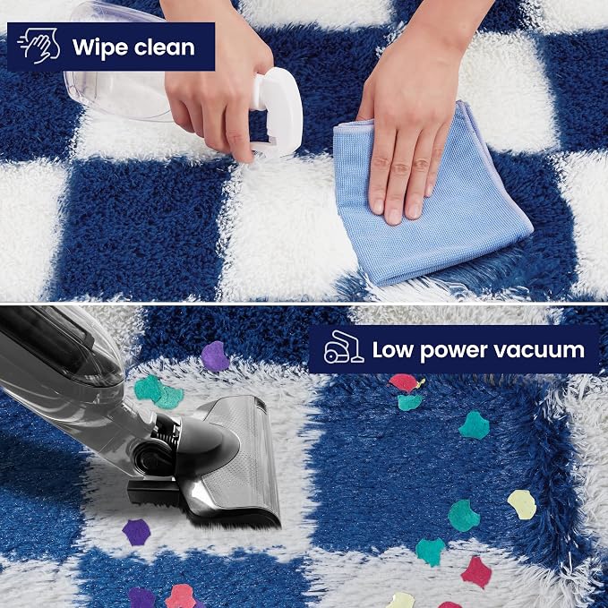 Super Soft Rug for Bedroom, 4x6 ft Blue and White Area Rug Classic Checkered - Image 4