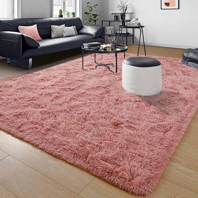 Tepook Blush Pink Area Rugs for Living Room Girls Bedroom, 9x12 Fluffy Shaggy - Image 8