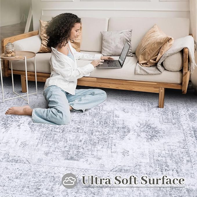 XLUEZ Area Rug 5x7 Living Room Rug, Machine Washable Vintage Distressed - Image 4