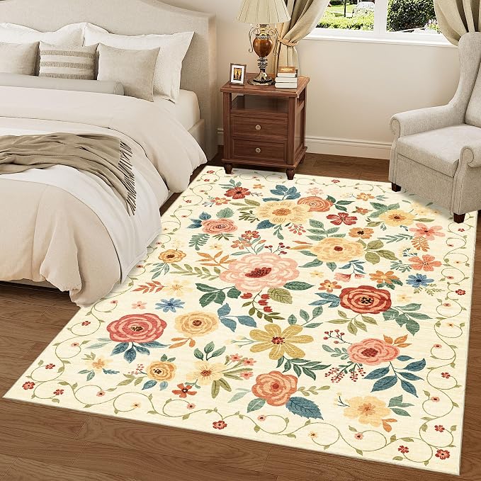DUKINO 9x12 Area Rug, Floral Rugs - Image 9