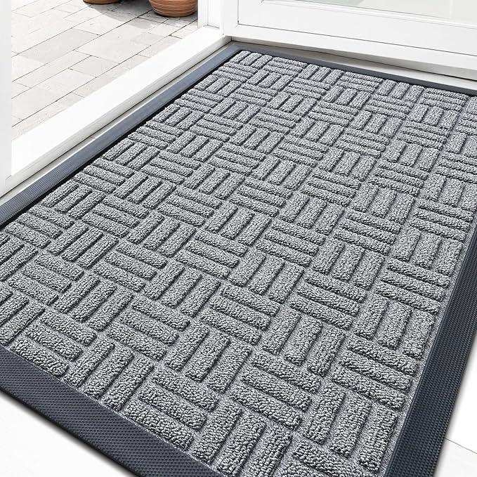 OLANLY Front Door Mat Outside Entrance 29.5x17, Heavy Duty Natural Rubber by OLANLY
