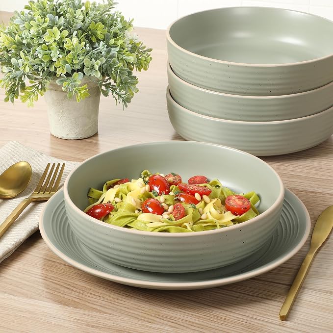 Gibson Home Dinah Double Bowl Stoneware Embossed Speckled Dinnerware Set - Image 6