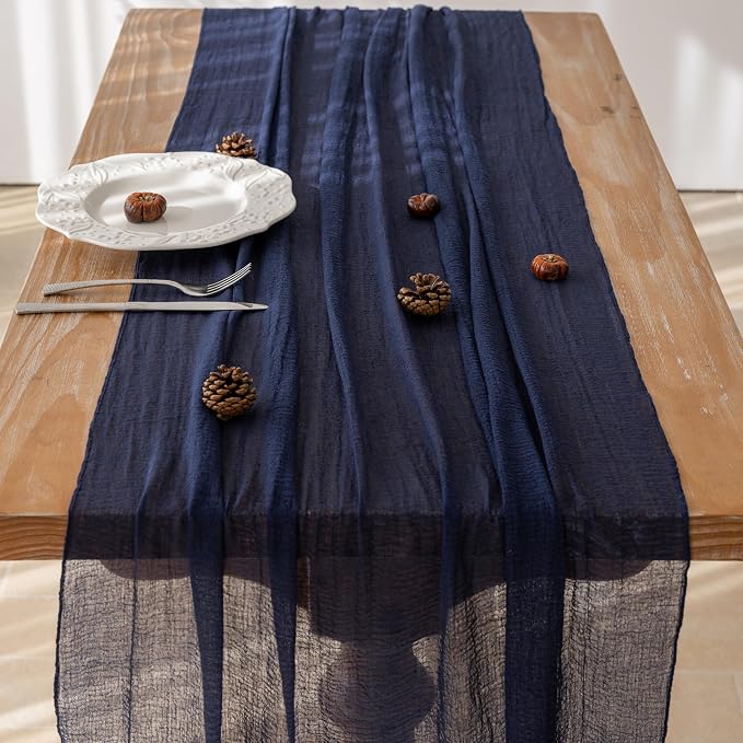 Navy Cheesecloth Table Runner 120 Inches - Image 3