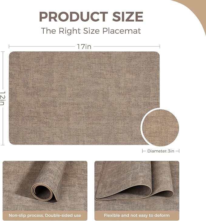 NCUE Vinyl Placemats Set of 12, Heat Resistant, Nonslip Faux Leather Waterproof - Image 4