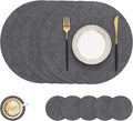 Round Faux Leather Placemat and Coaster 6 Packs, Washable Heat Resistant Dining by homing