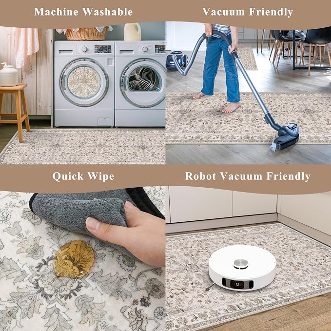 4x8 Rug Washable for Entryway Kitchen – Non-Slip Rubber Backed Area Rug for - Image 7