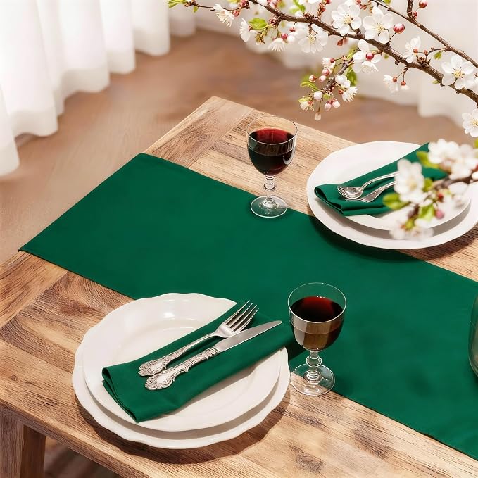 FOLINS&HOME Green Waterproof Decorative Table Runner 90 Inches Long | 210GSM - Image 2