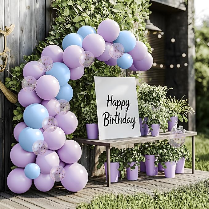 JOYIN 150 Pcs Pastel Purple Balloons, Different Sizes 18 12 10 5 Inch Pastel Purple Latex Balloon Arch Kit with Instruction for Birthday Party Graduation Wedding Holiday Decoration