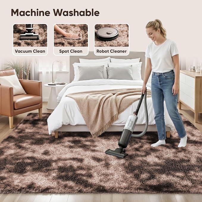 Area Rug for Living Room Bedroom: 9x12 Soft Fluffy Shag Upgrade Non-Slip High - Image 8