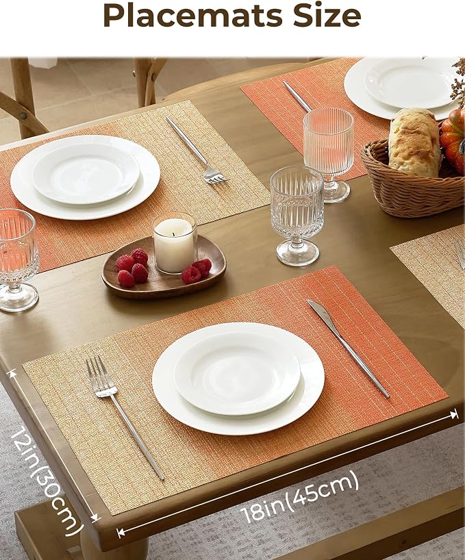 Leetaltree Gradient Burnt Orange Woven Placemats Set of 12 - Image 5