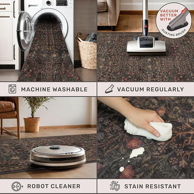 Washable Dark Brown 4x6 Area Rugs - Image 4