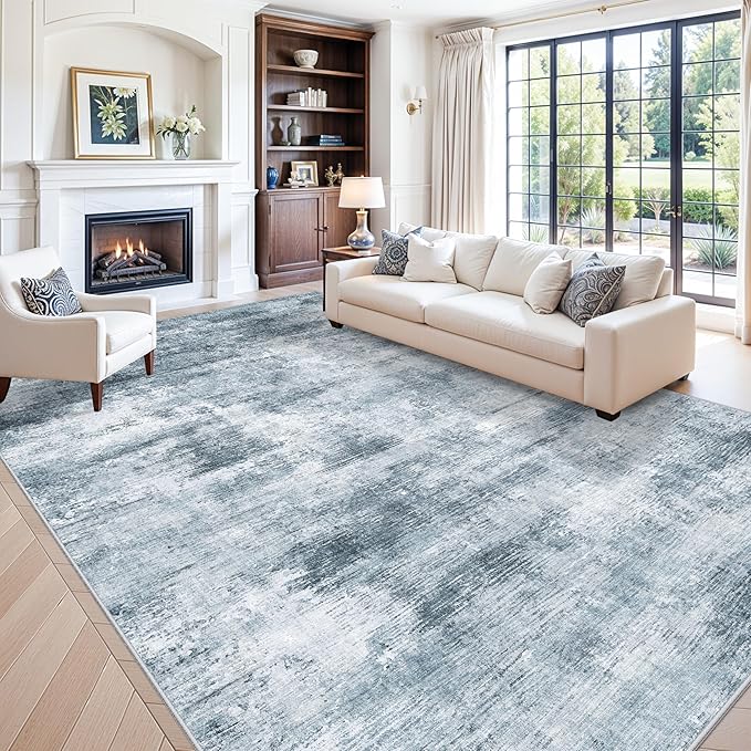 10x14 Area Rug Living Room – Washable Large Neutral Modern Abstract Soft Low by ZHXXUJ