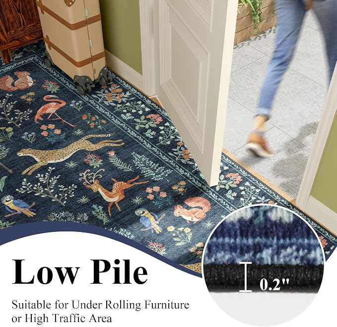 DUKINO 5x7 Rug, Washable Animal Living Room Rug - Image 8