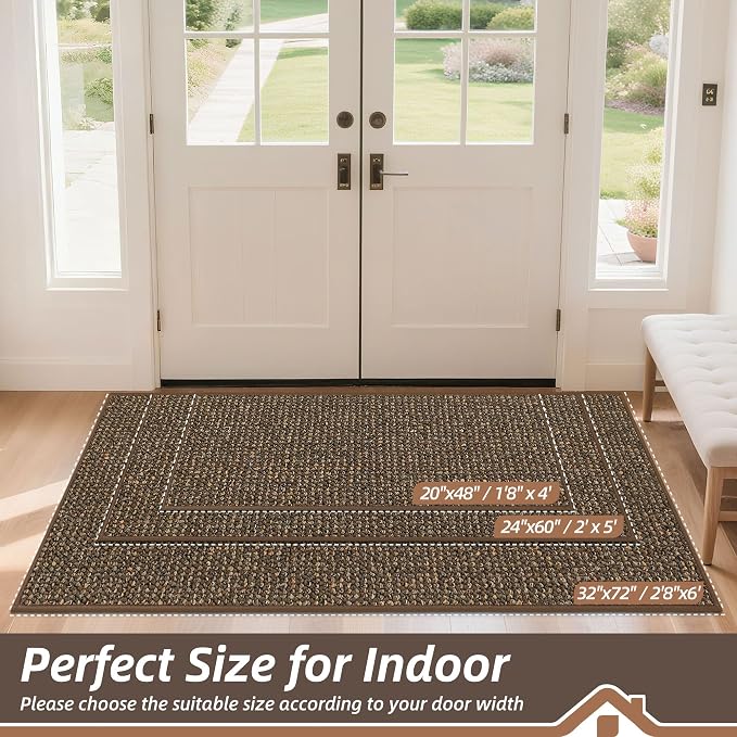 BEQHAUSE Dirt Trapper Door Mat 24" x 60", Non-Slip Washable Doormats Entrance - Image 2
