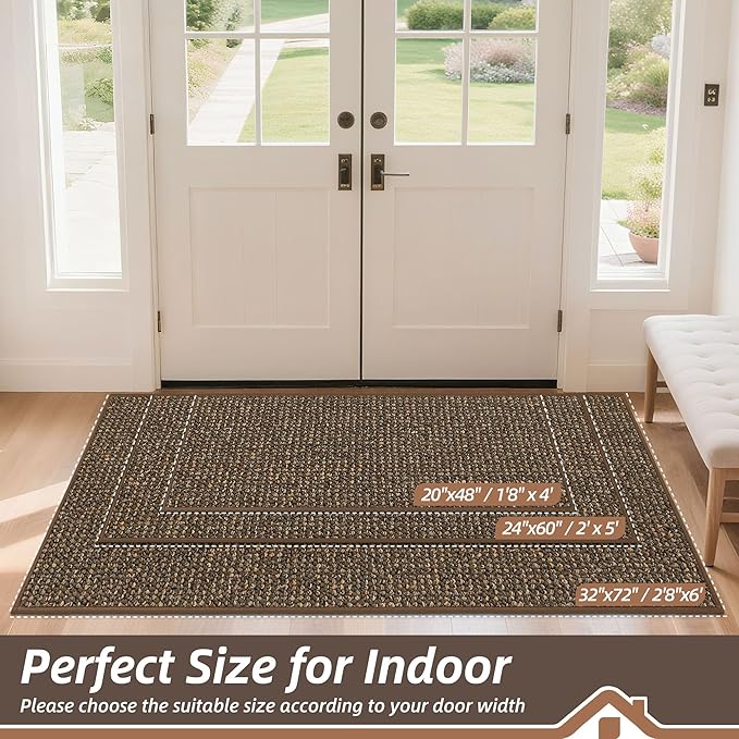 BEQHAUSE Dirt Trapper Door Mat 32" x 72", Non-Slip Washable Doormats Entrance - Image 2