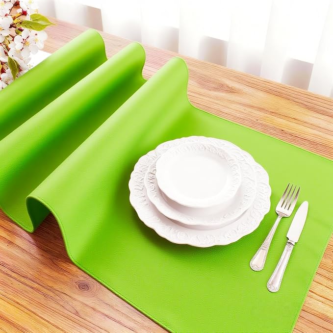FOLINS&HOME Lime Green Waterproof Decorative Table Runner 90 Inches Long | - Image 3