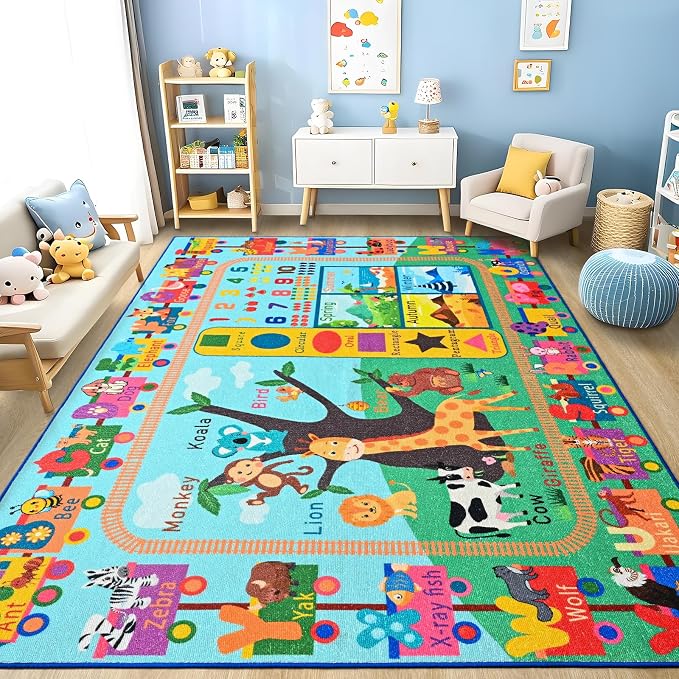 Kids Rug for Playroom, 3x5 ABC Educational Carpet for Classroom, Fun Alphabet - Image 3