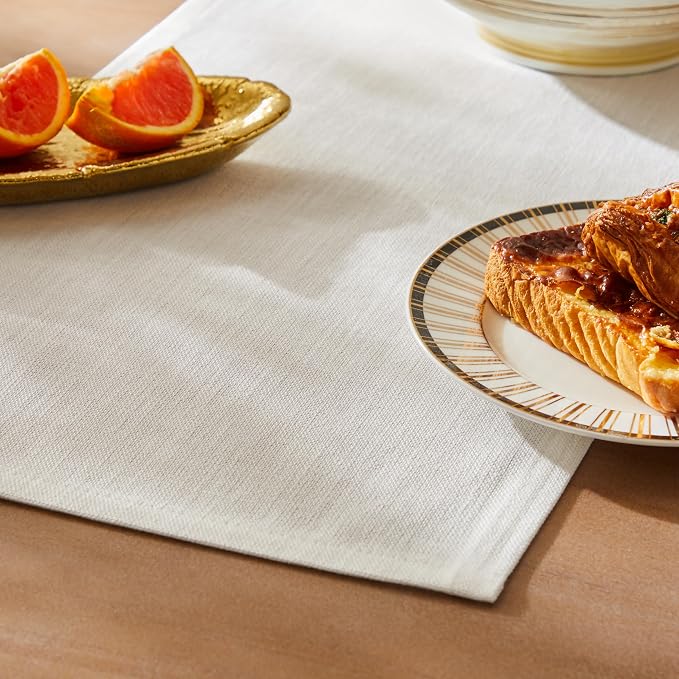 Rustic Cotton Linen Table Runner, 13x36 Inches Off White | Farmhouse Style by ZEEMARTONLINE