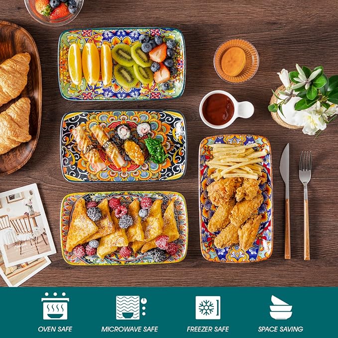 vancasso Simi 9.5 Inch Rectangular Dinner Plates Set of 6 - Image 4