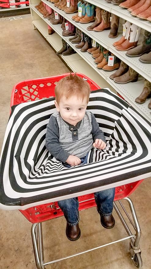 Itzy Ritzy 4-in-1 Nursing Cover, Car Seat Cover, Shopping Cart Cover & Infinity Scarf – Breathable, Multi-Use Nursing Cover Up for Breastfeeding, Carseat Canopy & Stroller Cover (Black & White Stripe)