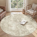 Soalmost 6x6 Beige Gray Round Rug 6ft Living Room Circle Rug Vintage Round Area by Soalmost