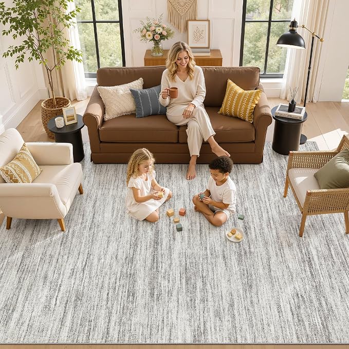 Nakagishi 7X9 Area Rugs Living Room: Washable Large Vintage Rug Neutral - Image 8