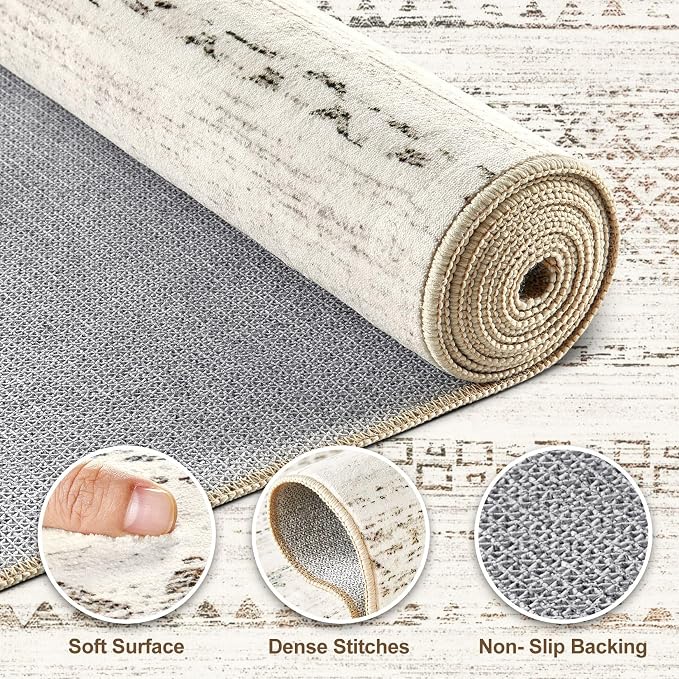 Nakagishi Area Rugs 9x12 Living Room Rug: Washable Boho Large Neutral Modern - Image 3