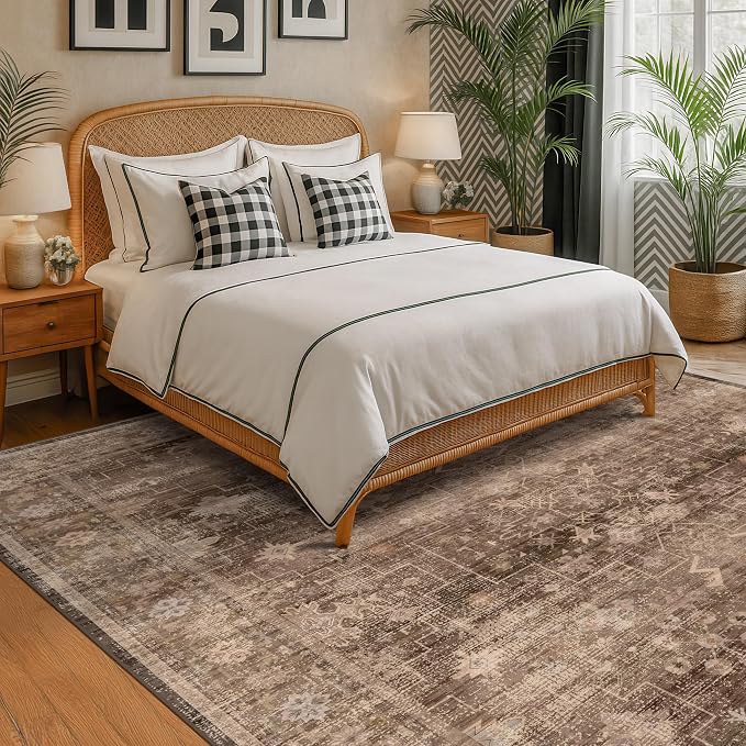 Hazo Haus Taupe Brown Living Room Rug 6x9 - Image 3