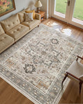 8x10 Vintage Area Rug: Washable Neutral Soft Non Slip Thin Large Floor Carpet by MICGEEK