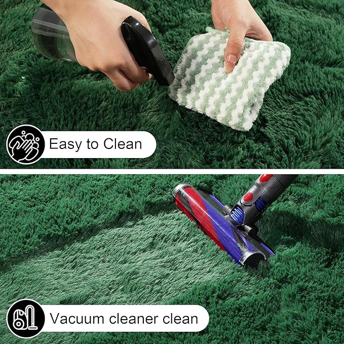 Dark Green Rugs for Bedroom, 4x6 Fluffy Area Rugs for Living Room, Small Fuzzy - Image 4