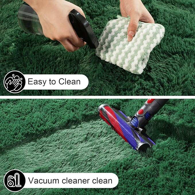 Dark Green Rugs for Bedroom, 3x5 Fluffy Area Rugs for Living Room, Small Fuzzy - Image 4