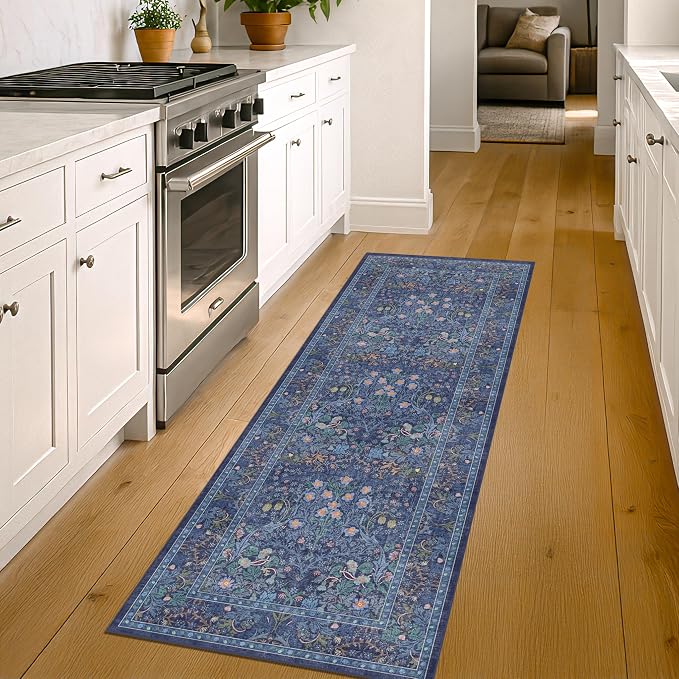 Hazo Haus Non Slip 2x10 Dark Blue Hallway Runner - 10ft Long Runner Rugs - Image 6
