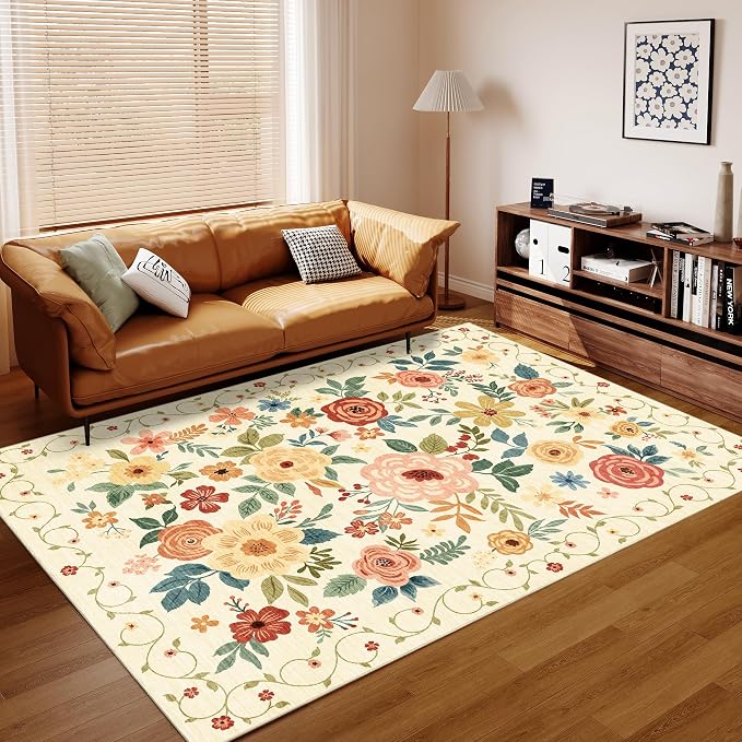 DUKINO 9x12 Area Rug, Floral Rugs - Image 8