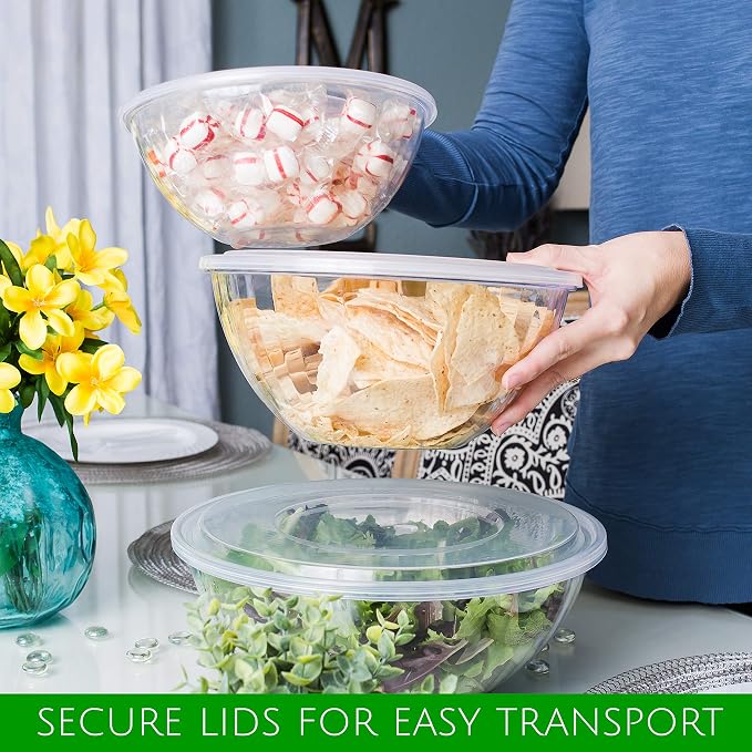 Reusable 96 Ounce Round Crystal Clear Plastic Pack of 8 Sets - Image 3