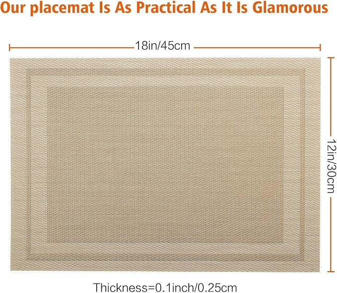 Placemats Set of 8, Vinyl PVC Heat Resistant Washable Placemats Set, Non Slip - Image 5