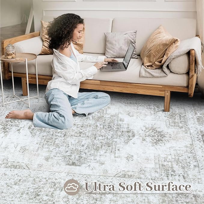 XLUEZ Area Rug 9x12 Living Room Rug, Machine Washable Vintage Distressed - Image 4